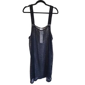 NWT 2X Black Sheer Lace Knit Spaghetyi Strap Mini Swimsuit Coverup